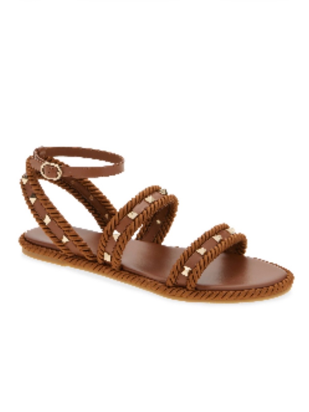 Like New Valentino Garavani Women's Rockstud Espadrille Brown Sandals size 7